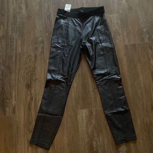 BCBG MAXAZRIA black coated leather leggings